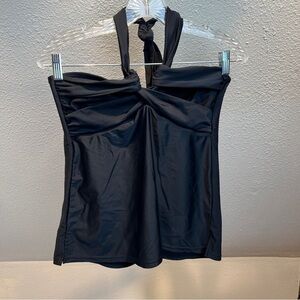 ISLAND ESCAPE Black Swim Top with Neck Tie. Size 10